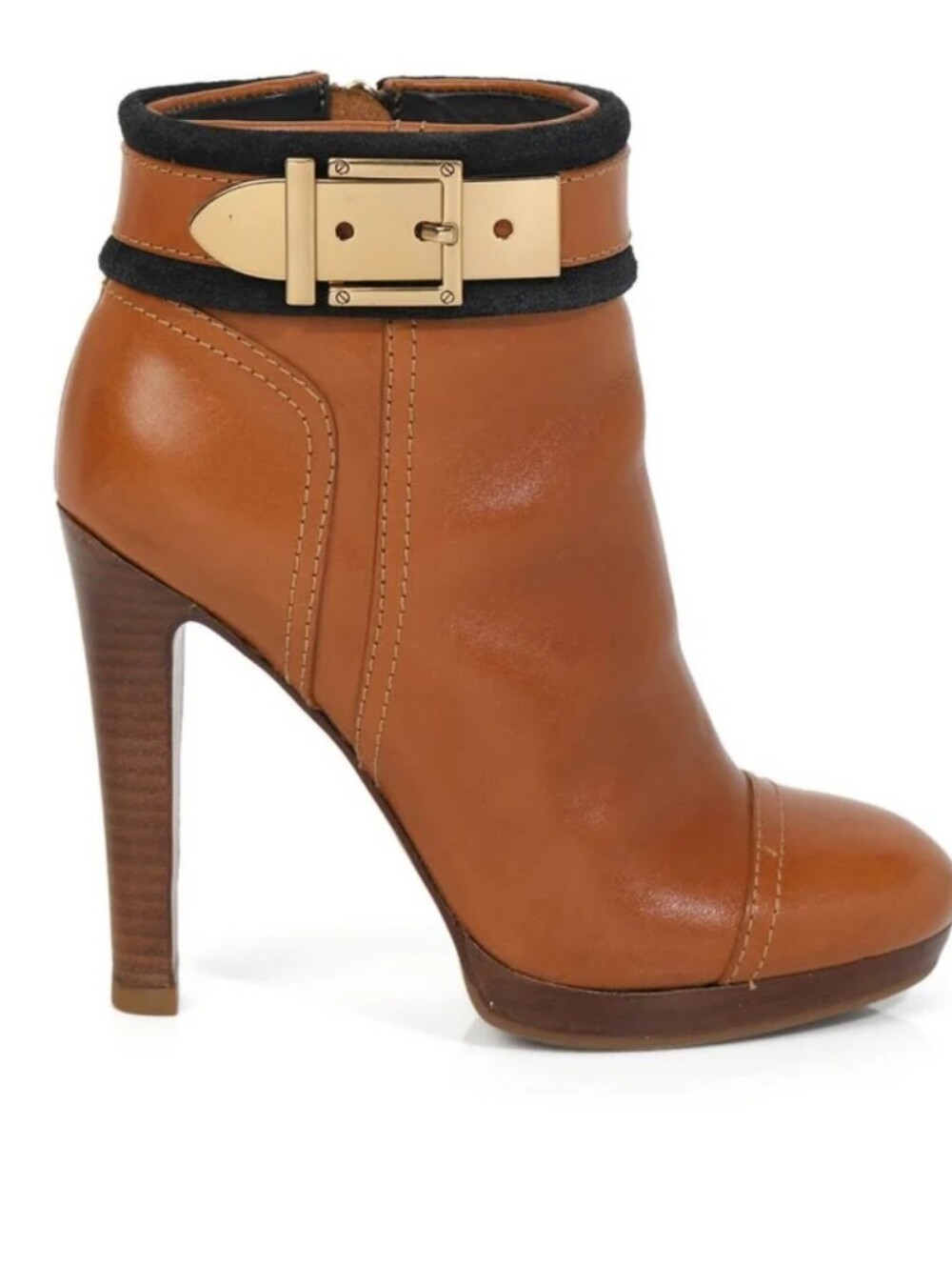NWOT Tory Burch Belinda Buckle Heels Booties in Cognac